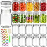Mcupper 12oz mason jars front packaging showing quantity and clear glass for storage efficiency