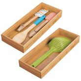 mDesign front view of bamboo organizer showing neat compartments and natural look