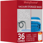 MEIQIHOME front packaging showing full 36-piece vacuum bag set and pump for space saving