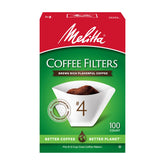 Melitta front packaging showing 600 white cone filters and easy storage benefit