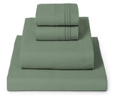 Mellanni queen set front packaging in sage showing bundle and color benefit softness