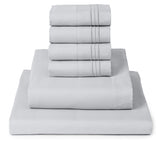 Mellanni queen set front packaging showing full 6-piece contents and convenience
