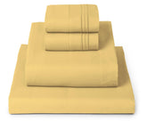 Mellanni yellow sheet set front view showing full king bedding and inviting texture