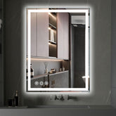 Memobarco front view LED mirror showing even illumination and clear reflection