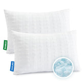 Meoflaw front packaging of two standard pillows showing pair and brand benefits