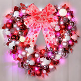 Meonum front view heart wreath showing full red pink white arrangement and instant curb appeal