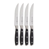 Messermeister Avanta front view showing four knives and polished blades for elegant serving