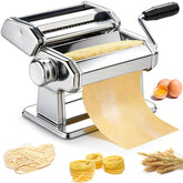 METLUCK front view of stainless steel pasta maker showing sturdy build and control