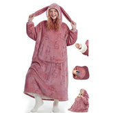 Mewaii front view of hoodie showing full bunny print and cozy fit