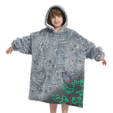 Mewkou front view with hood up showing oversized cozy fit and coverage