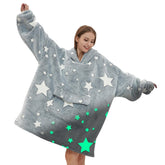 Mewkou front view showing oversized hoodie and star print for cozy wear