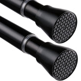 MEXAU front view of two black tension rods ready to install and save time