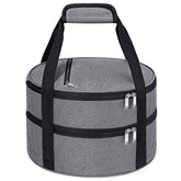 MIAOJIE front view of grey round carrier showing shape and capacity