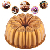 MIENCA front view of gold heart-shaped pan showing elegant design and presentation benefit