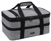 MIER front view of gray casserole carrier showing structured shape and handles
