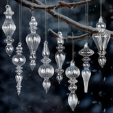 Mifoci pack front view showing eight clear mercury glass finials for elegant decor