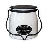 Milkhouse Candle Company front view of jar showing warm brown butter pumpkin scent display and style