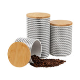 Mind Reader front view of three black and white canisters showing stylish storage