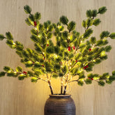 MINDELF front view of three lighted branches showing festive silhouette and convenience