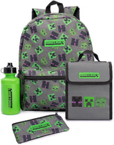 Minecraft backpack front view showing official logo and roomy storage, durable daily use