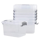 Minekkyes front view showing six clear storage bins for streamlined organization