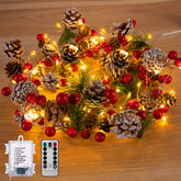 Minetom garland front view showing full length and integrated LEDs for festive ambiance