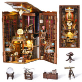 MiniCity Beyond Library front view showing intricate wooden facade and bookshelf placement benefit: decorative focal point