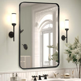 Minuover front-facing black metal frame mirror showing sleek edges and modern look