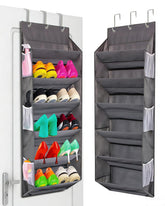 Miracsnail front view of hanging shoe organizer showing neat storage benefits