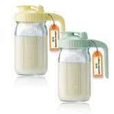 Miradexic front view of 32oz glass pitcher showing classic mason style and versatility
