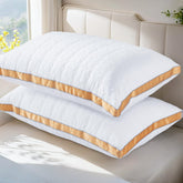mislili front packaging showing two queen pillows and branding, promotes easy setup