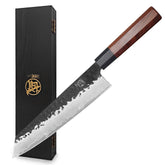 MITSUMOTO SAKARI front blade showing long slicing edge for clean cuts