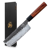 MITSUMOTO SAKARI front view showing full Nakiri blade and balance benefit