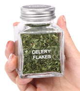 MIUKAA front view of 49 glass spice jars showing tidy storage and clear visibility