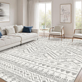 Miukiki front view of 8x10 gray rug showing full pattern and balance