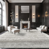 Miukiki front view of 8x10 grey rug showing clean modern benefit