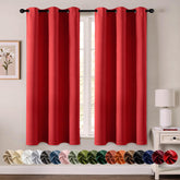 MIULEE front view of Christmas red blackout curtains showing full panel and drape benefit