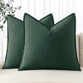MIULEE front view of dark green euro sham showing neat flange and tailored look