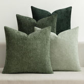 MIULEE front view of four forest green pillow covers showing color and finish