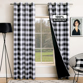 MIULEE front view of buffalo plaid panels showing farmhouse style and coverage