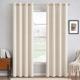 MIULEE front view of cream beige grommet panels showing elegant room-darkening benefit