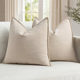 MIULEE front view of 26x26 euro sham showing natural linen finish and tailored look