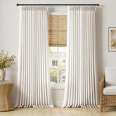 MIULEE front view of two natural 102in panels showing tailored appearance