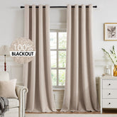 MIULEE front view of natural beige blackout panels showing full pair and style benefit