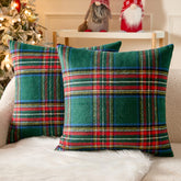 MIULEE front view of plaid pillow covers shows classic holiday pattern and cozy appeal
