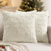 MIULEE front view of snowflake pillow covers showing holiday elegance and easy pairing