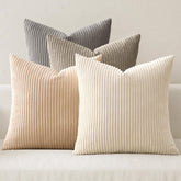 MIULEE front view of cream corduroy pillow cover showing plush texture and elegant look