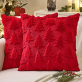 MIULEE red pillow covers front view showing festive look and cozy texture