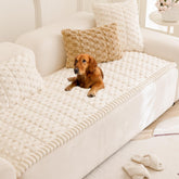 Mivnue front view of sofa cover showing clean lines and protection benefit