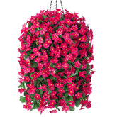 MJFloria front view of hotpink hanging basket showing full draping vines and instant curb appeal